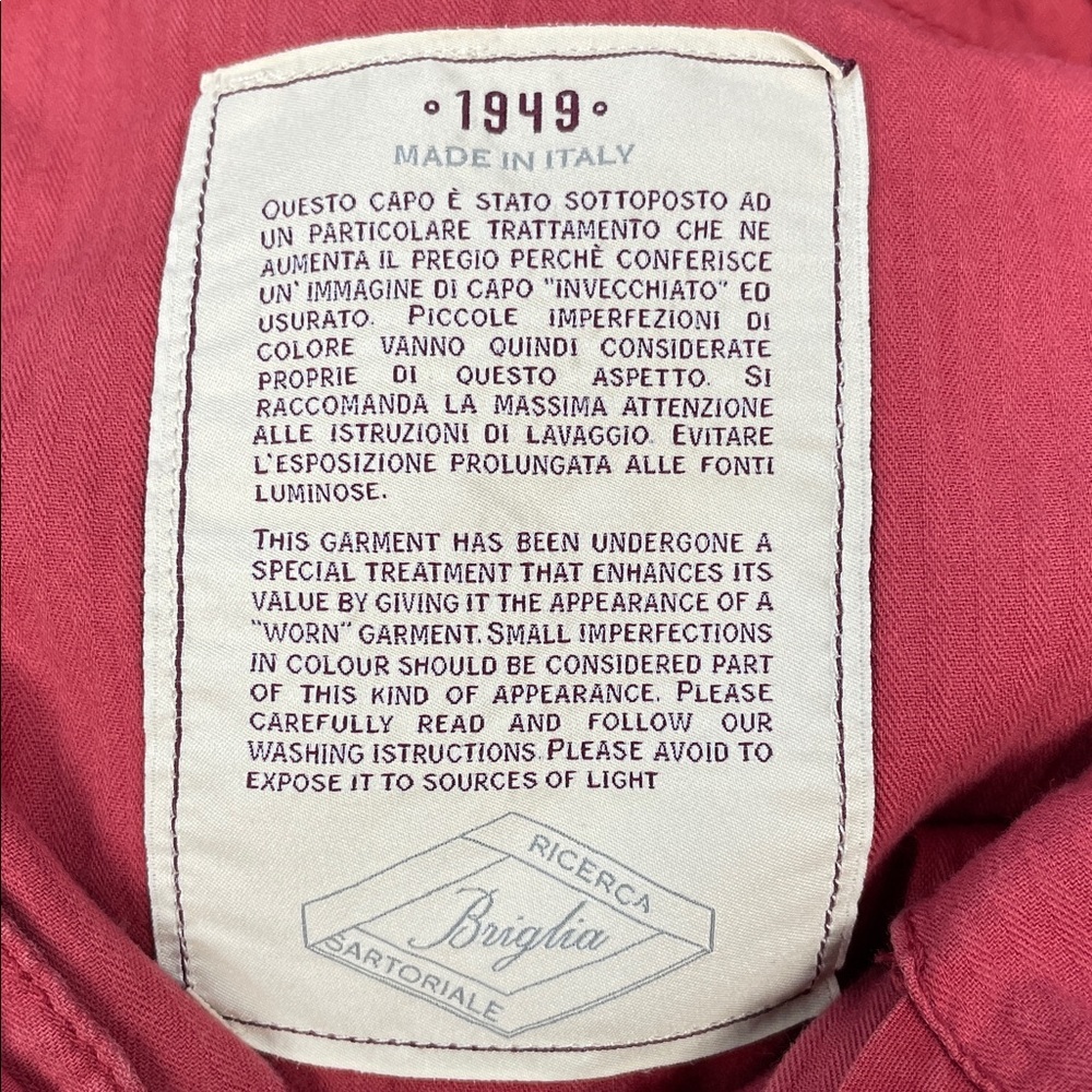 NWT Briglia 1949 Italian Tailored Chino Pants Faded Red Terracotta - Picture 14 of 16